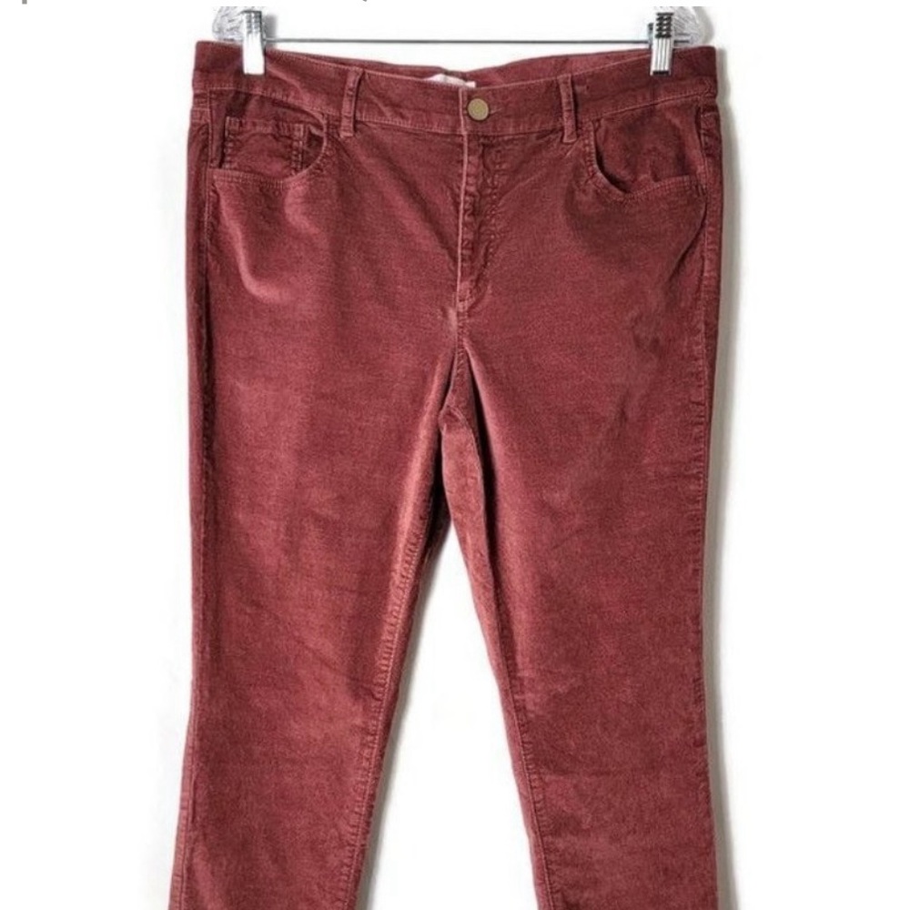 LOFT Mauve Pink Modern Skinny Velvet Velour Split Side Pant Size 32 / 14